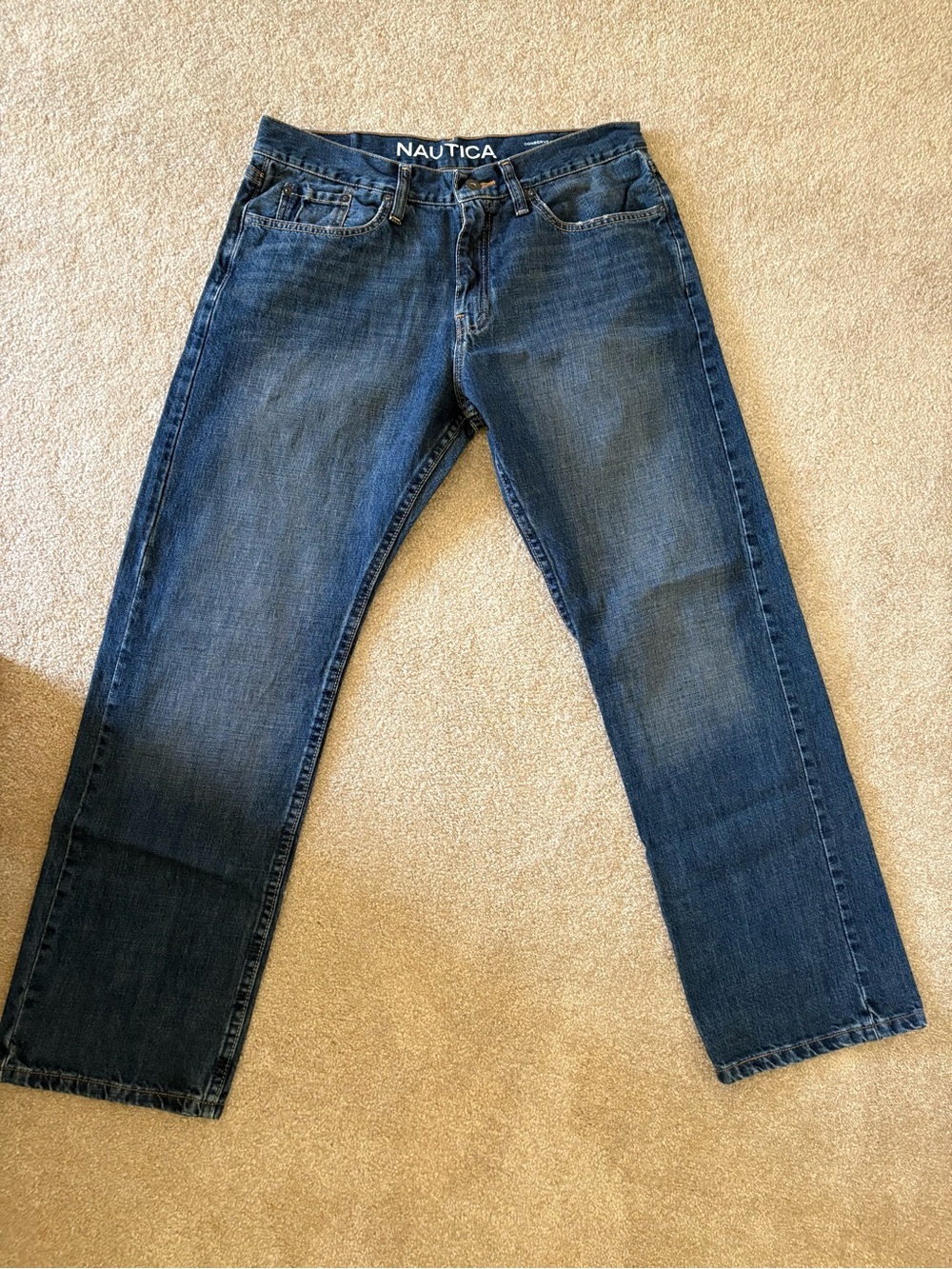 Nautica Men's Blue Relaxed Straight Jeans